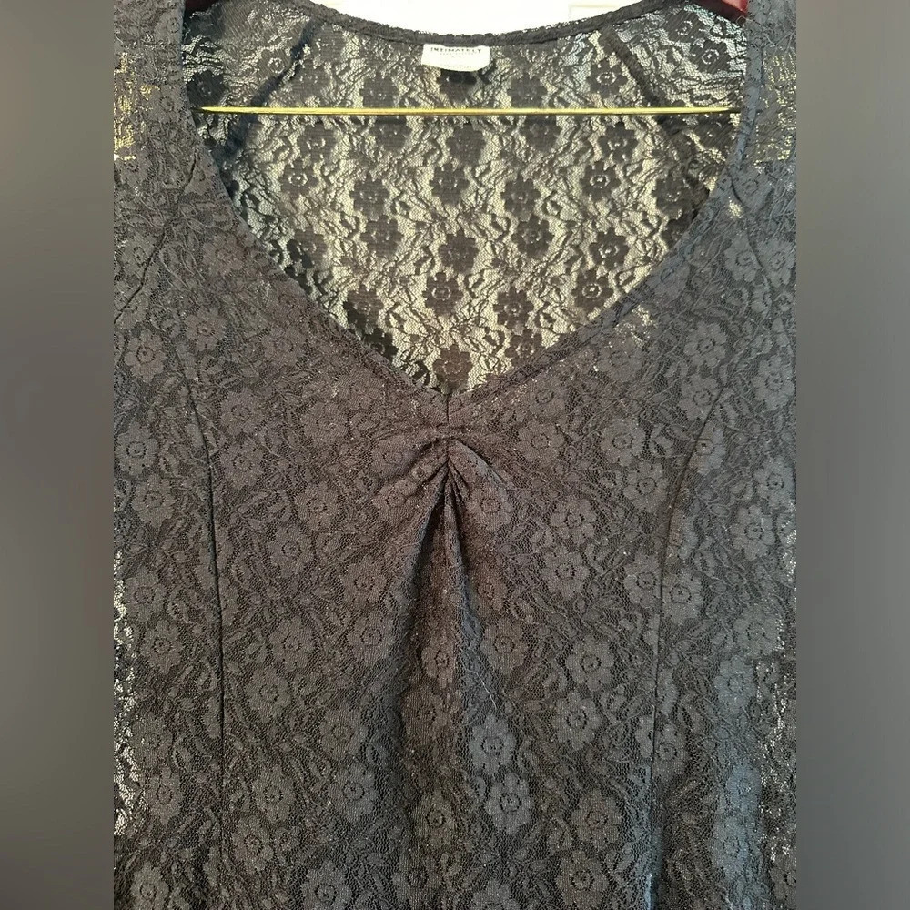 INTIMATELY FREE PEOPLE Blk Whimsigoth Floral Lace Asymmetric Hem Skater SM Dress - Picture 6 of 10